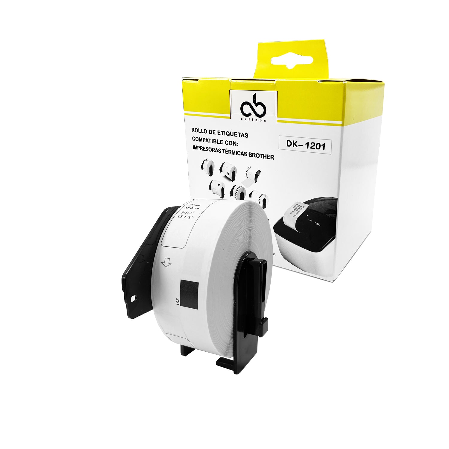 Rollo de Etiquetas Adhesivas DK 1201 Cellbox 29x90mm – 400 etiquetas | Compatible Brother QL