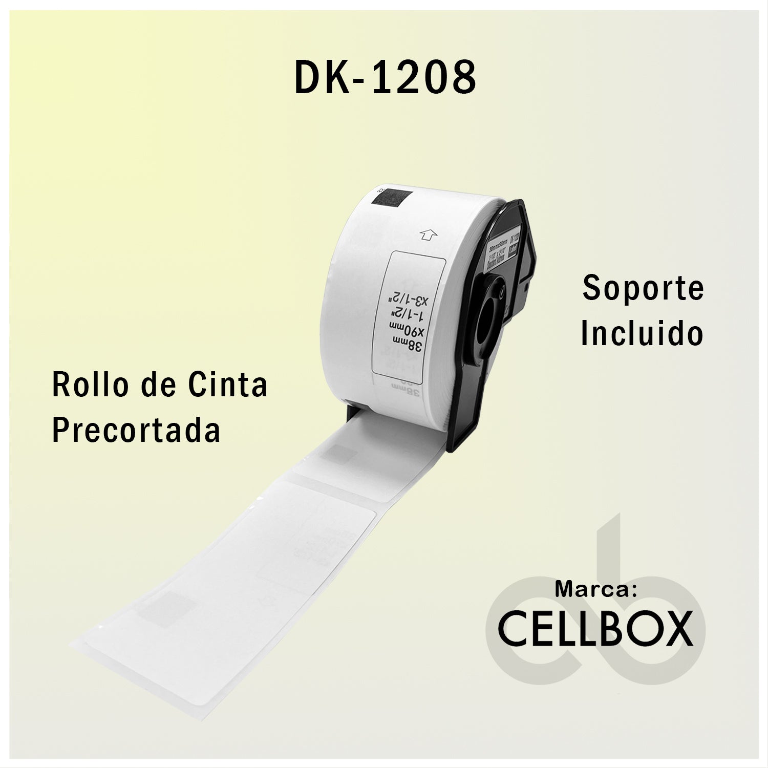 Rollo de Etiquetas Adhesivas DK 1208 Cellbox 38x90mm – 400 Etiquetas | Compatible Brother QL