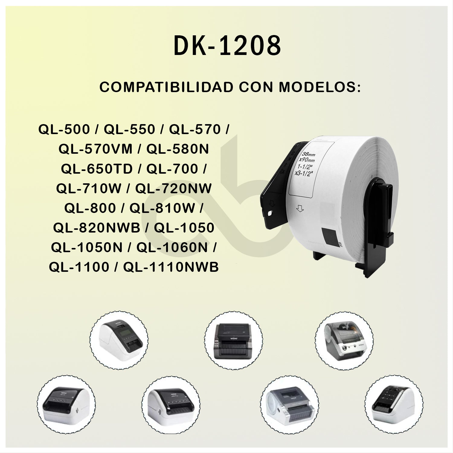 Rollo de Etiquetas Adhesivas DK 1208 Cellbox 38x90mm – 400 Etiquetas | Compatible Brother QL