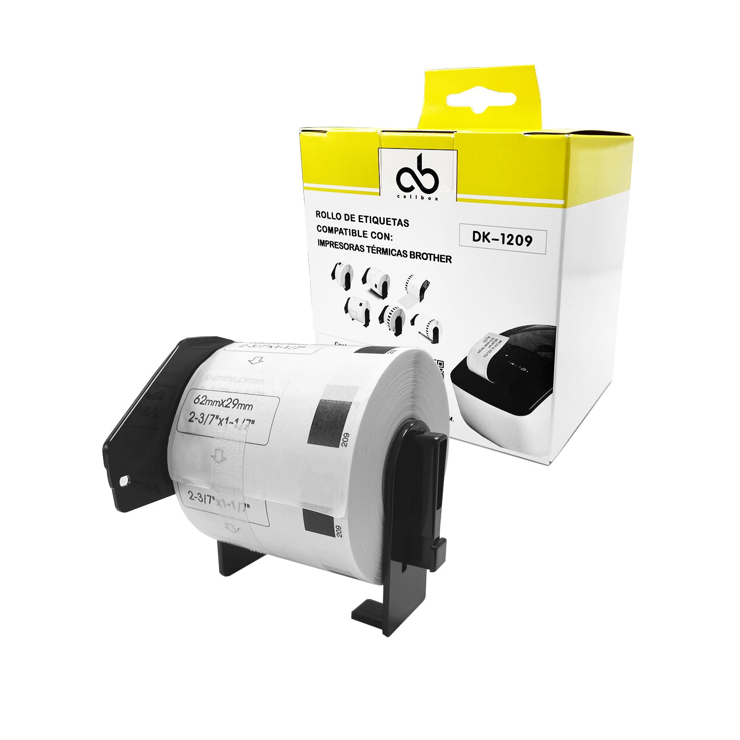 Rollo de Etiquetas Adhesivas DK 1209 Cellbox 29x62mm – 800 etiquetas | Compatible Brother QL