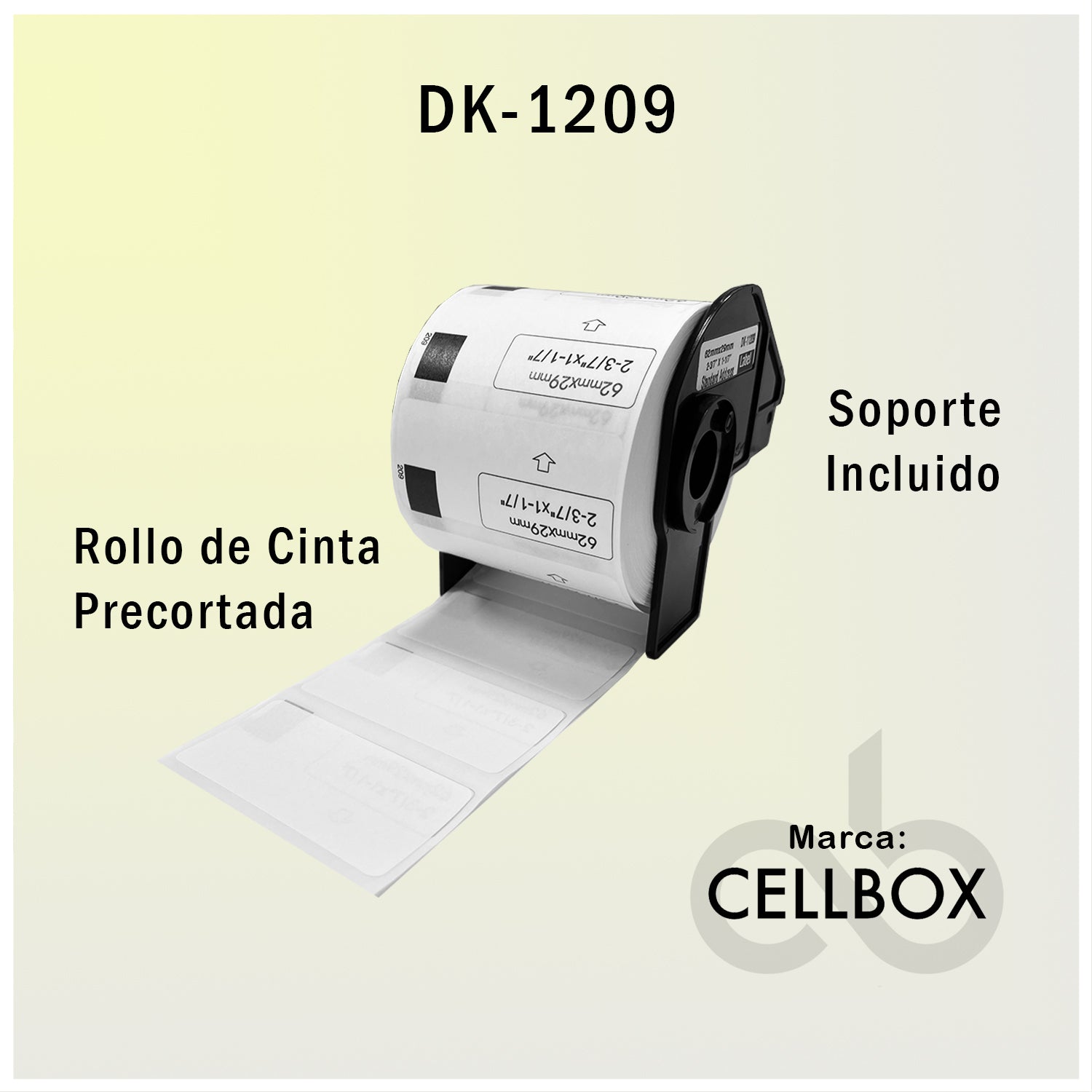 Rollo de Etiquetas Adhesivas DK 1209 Cellbox 29x62mm – 800 etiquetas | Compatible Brother QL