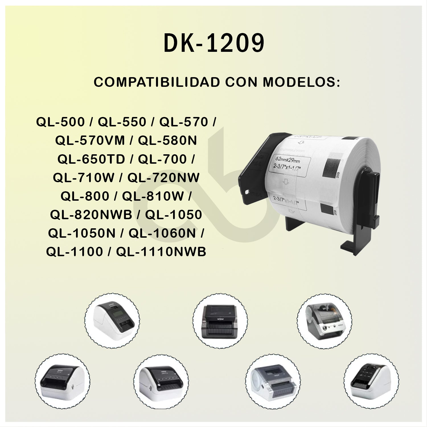 Rollo de Etiquetas Adhesivas DK 1209 Cellbox 29x62mm – 800 etiquetas | Compatible Brother QL