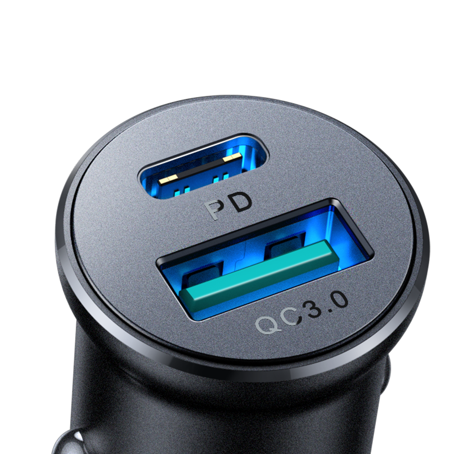 Cargador de Auto Rápido 30W PD + QC Joyroom Mini Metálico | USB-C + USB | Carga Rápida iPhone y Android