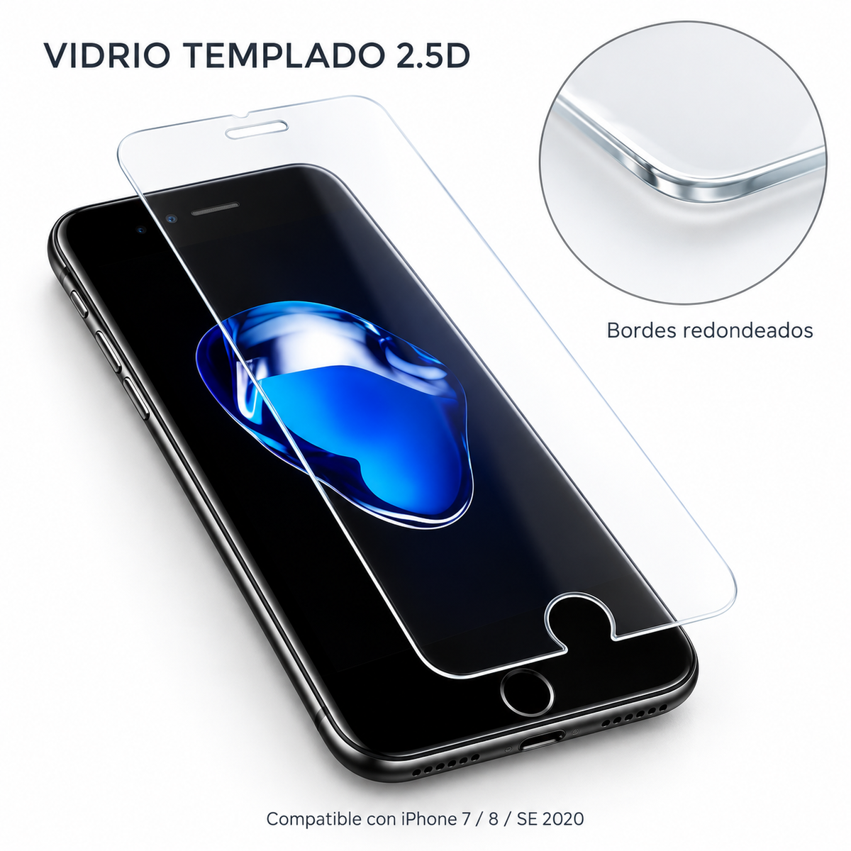 Lámina Vidrio Templado 2.5D iPhone 7 Plus - 8 Plus 9H Transparente