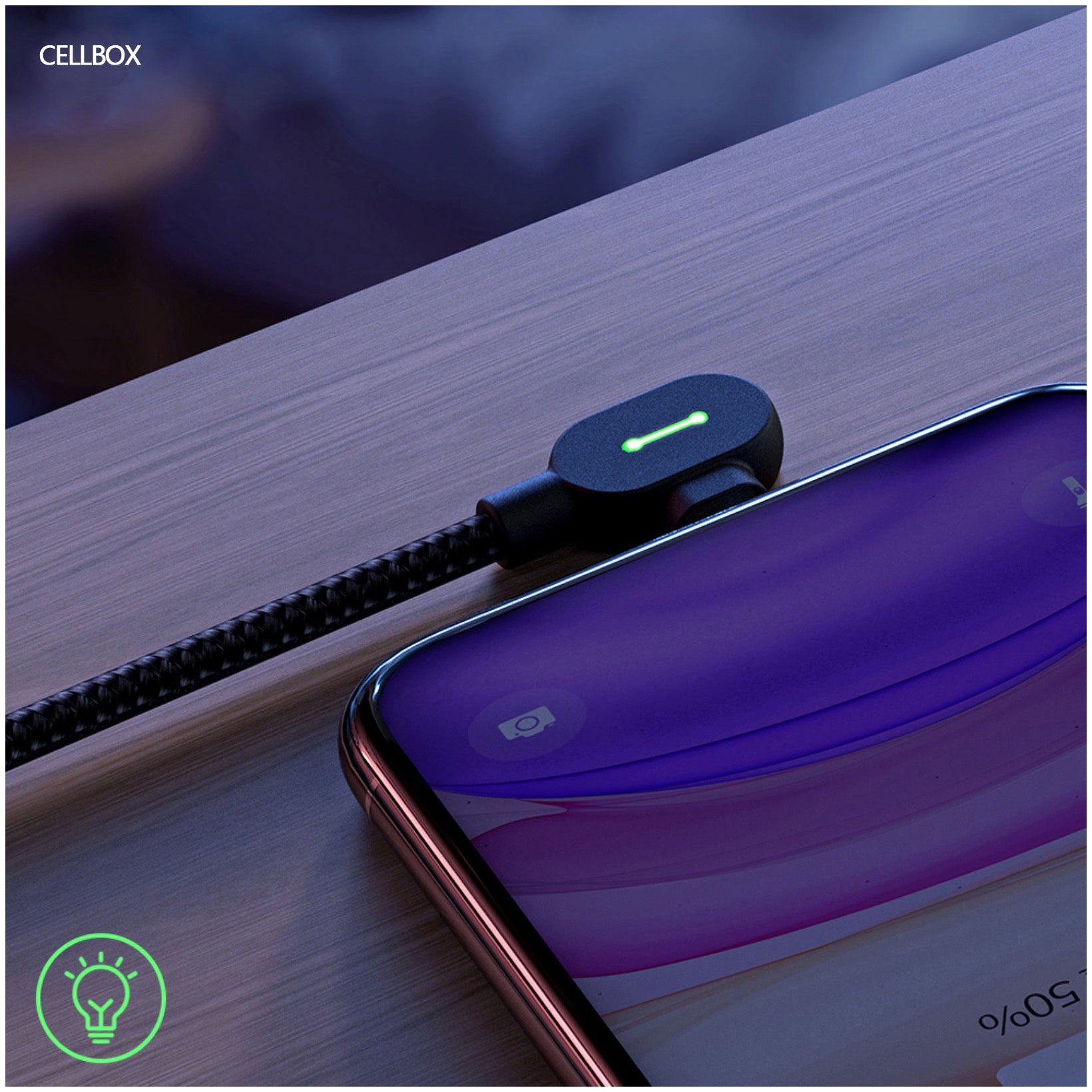 Cable Tipo C a Lightning Cellbox 90° – Carga Rápida 36W / 3A y Transferencia de Datos | 1,8 Metros