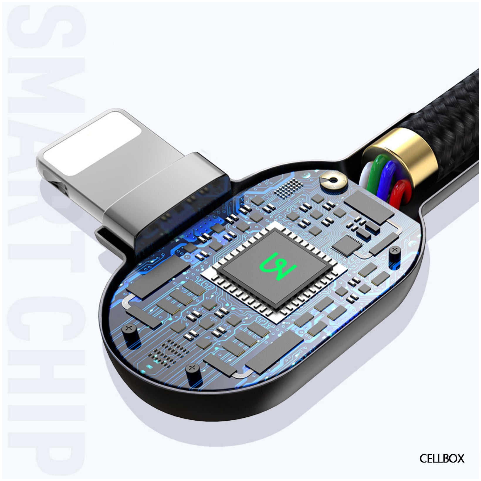 Cable Tipo C a Lightning Cellbox 90° – Carga Rápida 36W / 3A y Transferencia de Datos | 1,8 Metros