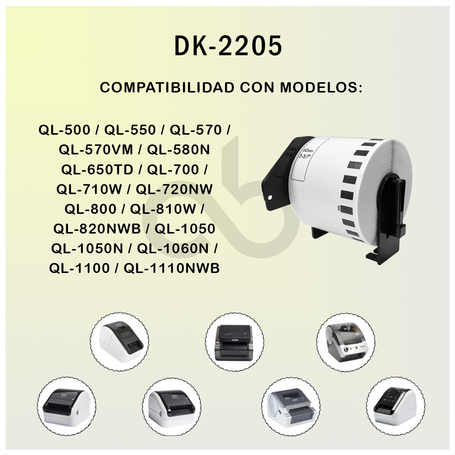 Rollo Continuo de Etiquetas DK-2205 Para Impresora Brother