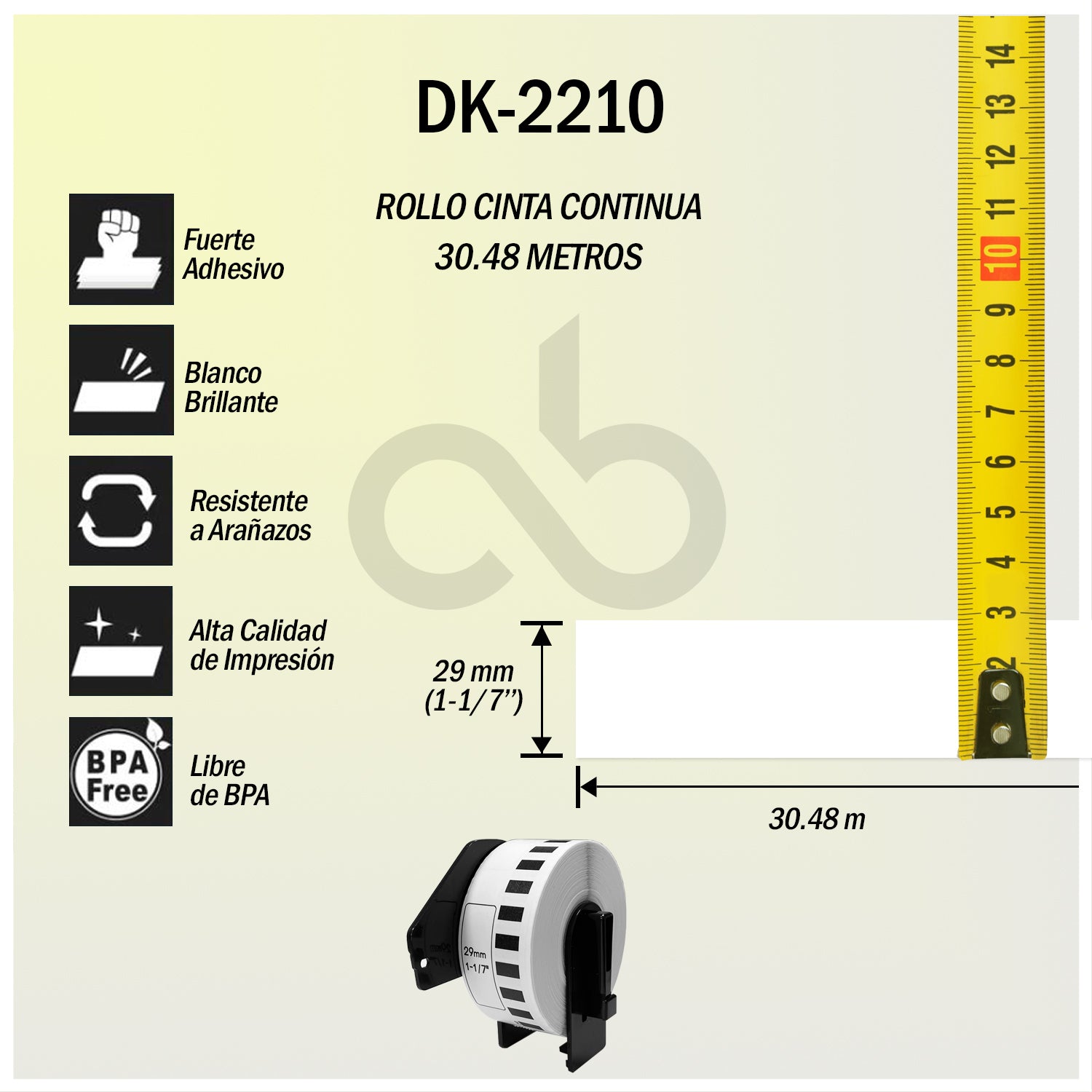 Rollo Continuo de Etiquetas DK-2210 Para Impresora Brother