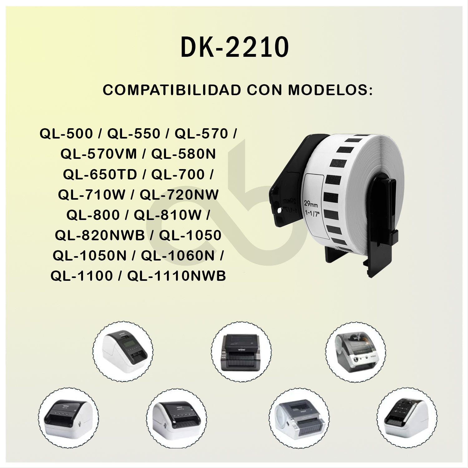 Rollo Continuo de Etiquetas DK-2210 Para Impresora Brother