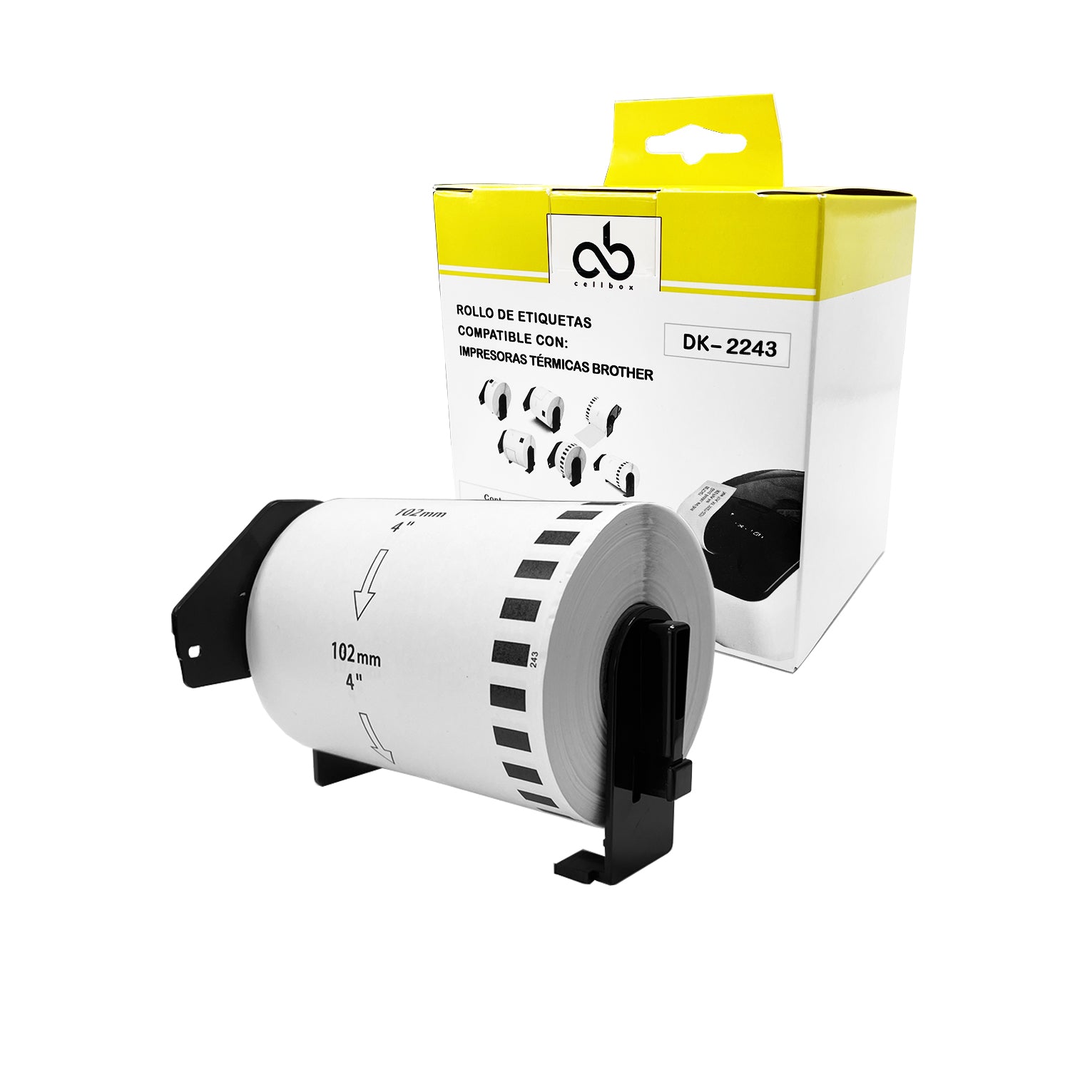 Rollo de Etiquetas Adhesivas DK 2243 Cellbox 102mm x 30.48mts – Etiqueta Continua | Compatible Brother QL