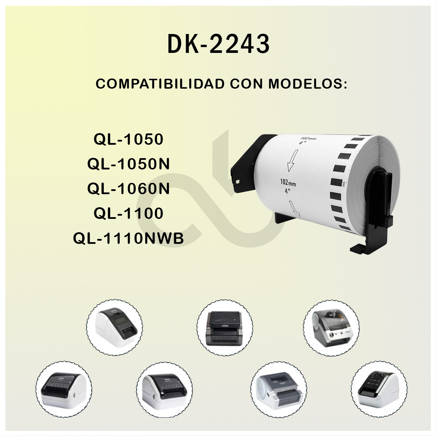 Rollo de Etiquetas Adhesivas DK 2243 Cellbox 102mm x 30.48mts – Etiqueta Continua | Compatible Brother QL