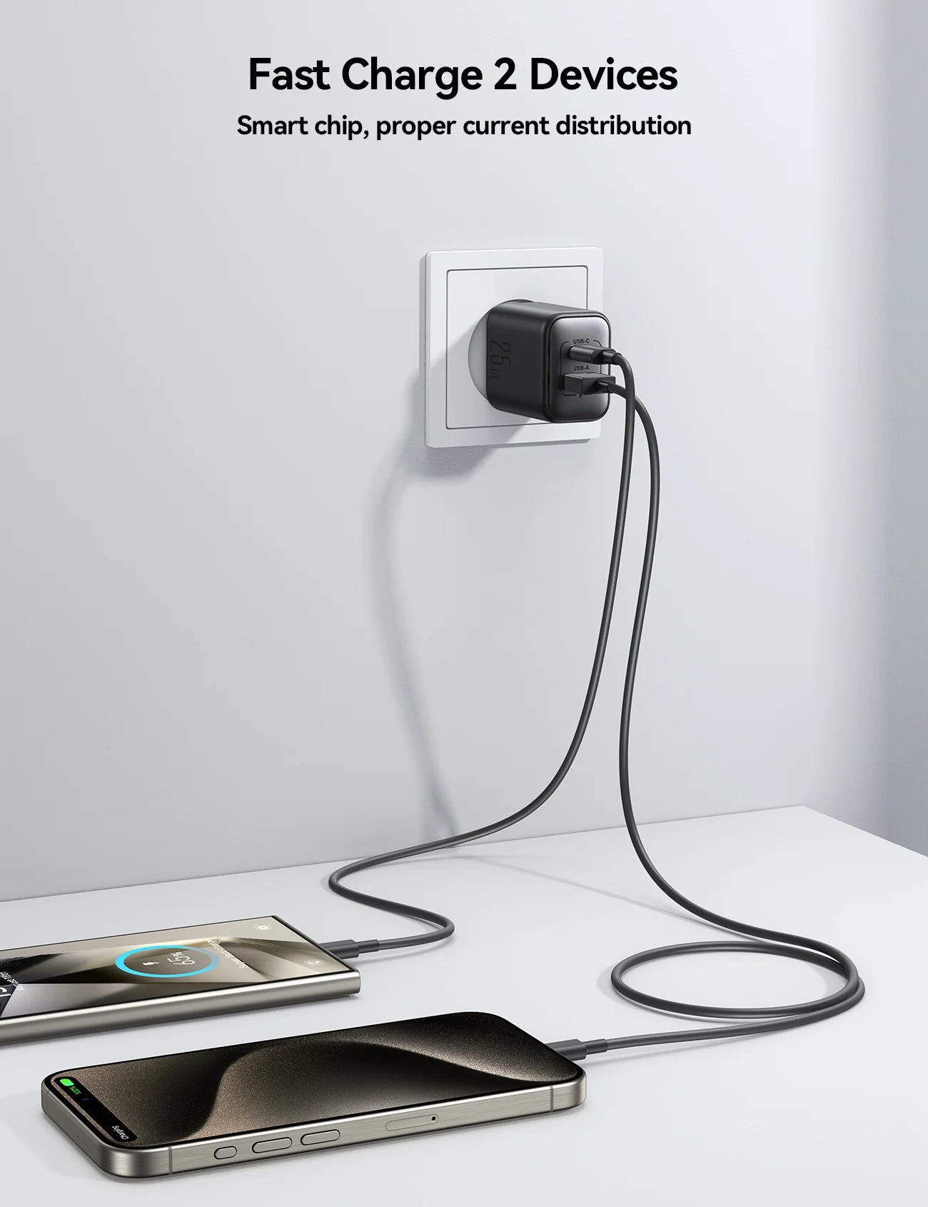 Cargador / Adaptador Doble Puerto Carga Rápida 25W USB - Tipo C - Joyroom