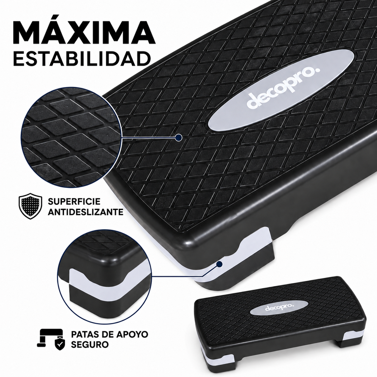 Step Aeróbico Decopro Antideslizante – Plataforma de Ejercicio para Cardio y Fitness