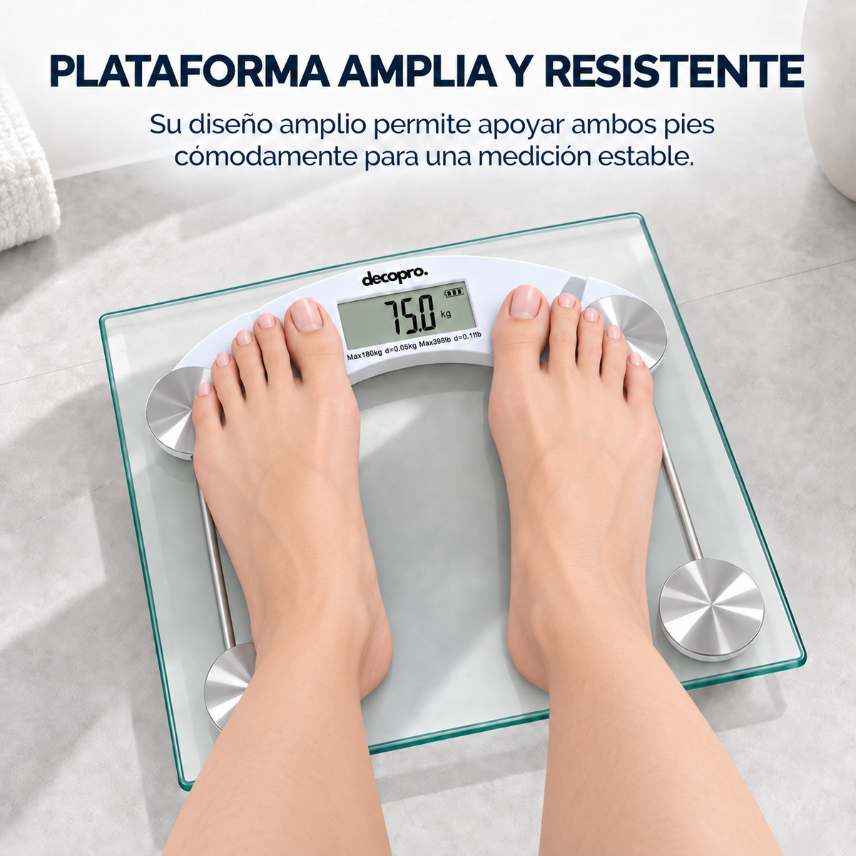 Báscula / Balanza Digital de Baño Decopro de Vidrio Templado - Hasta 180 Kg