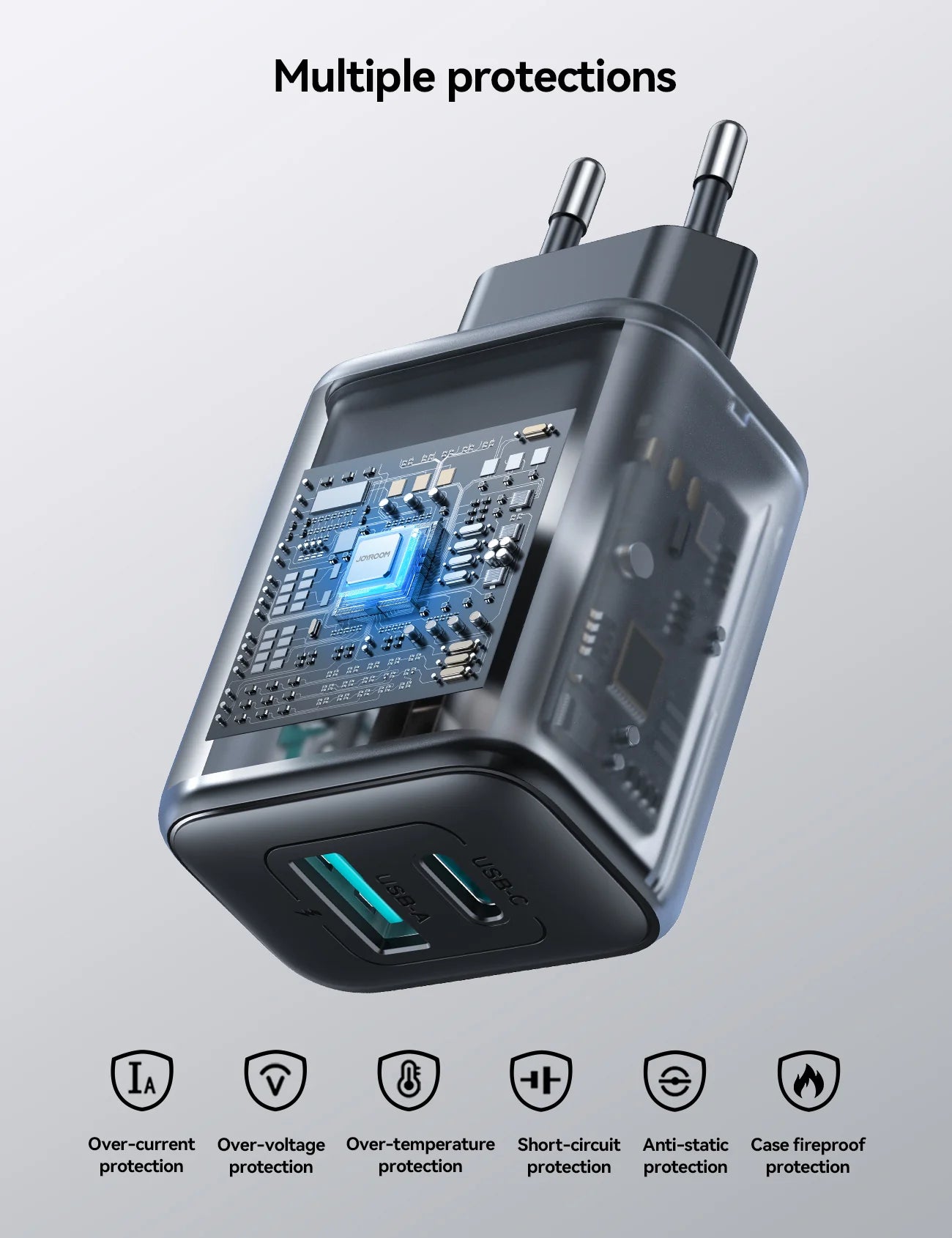 Cargador / Adaptador Doble Puerto Carga Rápida 25W USB - Tipo C - Joyroom