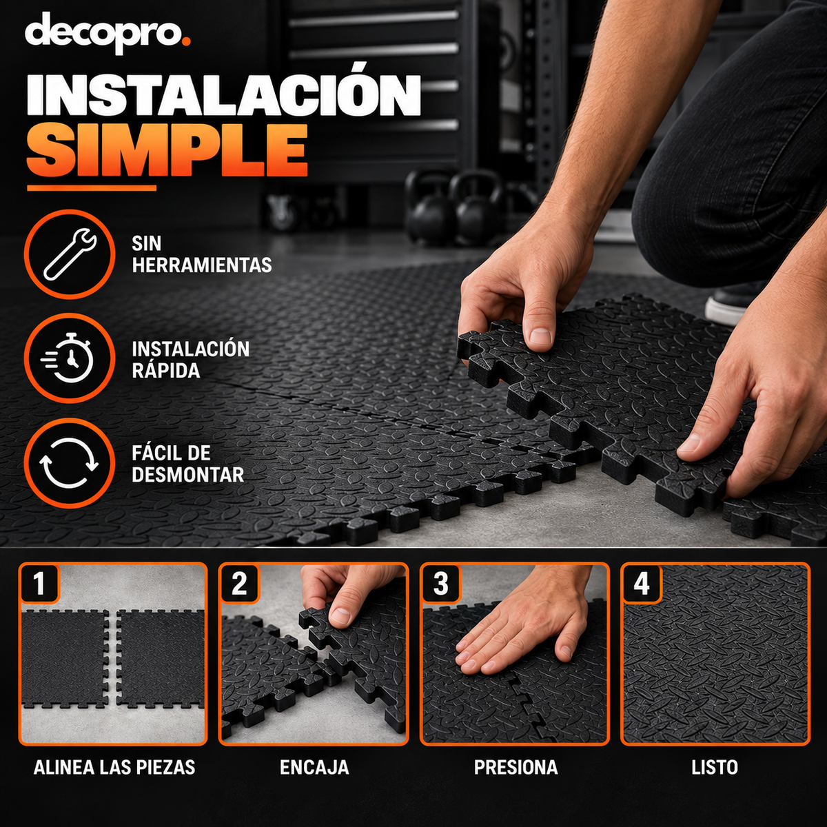 Pack 8 Piezas Piso Puzzle Goma EVA Antideslizante Decopro 60 x 60cm