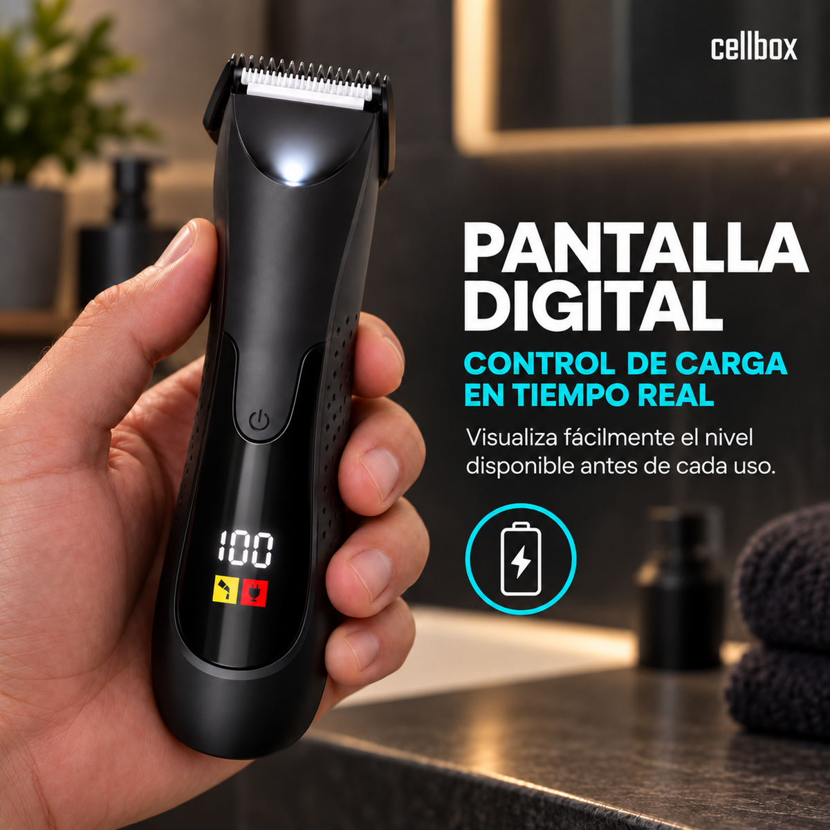 Depiladora Corporal Cellbox — Cuchilla Cerámica, Luz LED y Resistente al Agua IPX5