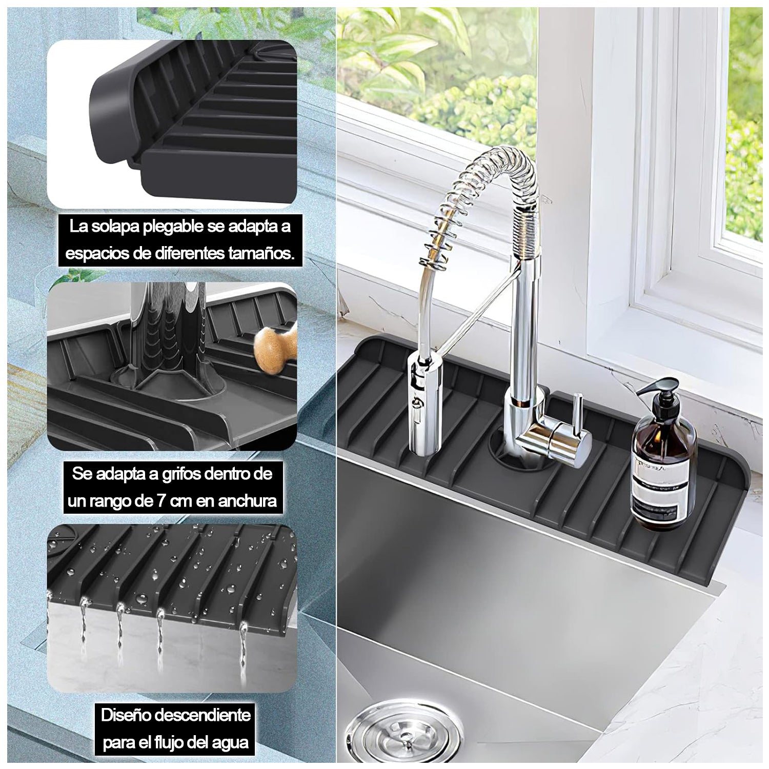 Protector Silicona Escurridor Grifo Lavaplatos Loza Cocina