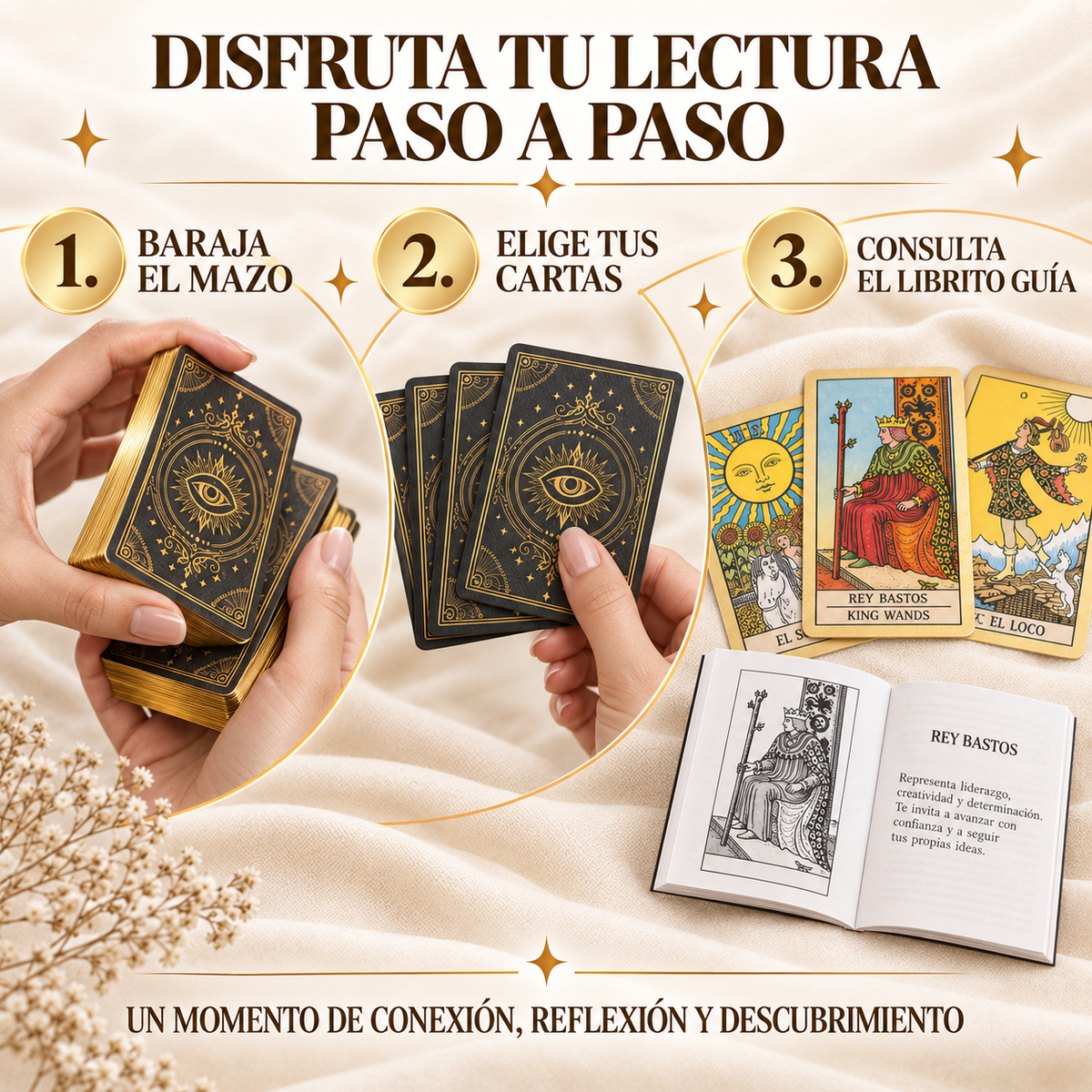 Set de Cartas de Tarot Rider-Waite Bordes Dorados con Caja de Regalo y Guía