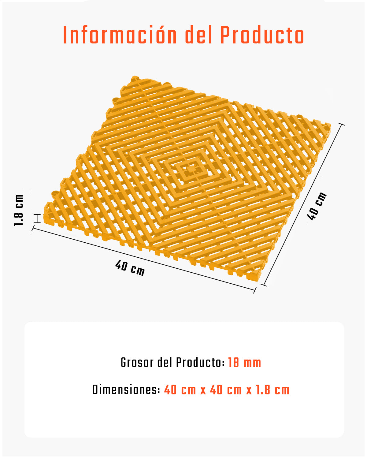 Piso de Plástico Encajable DecoPro - Amarillo - Antideslizante y Drenante para Garage, Patio o Terraza