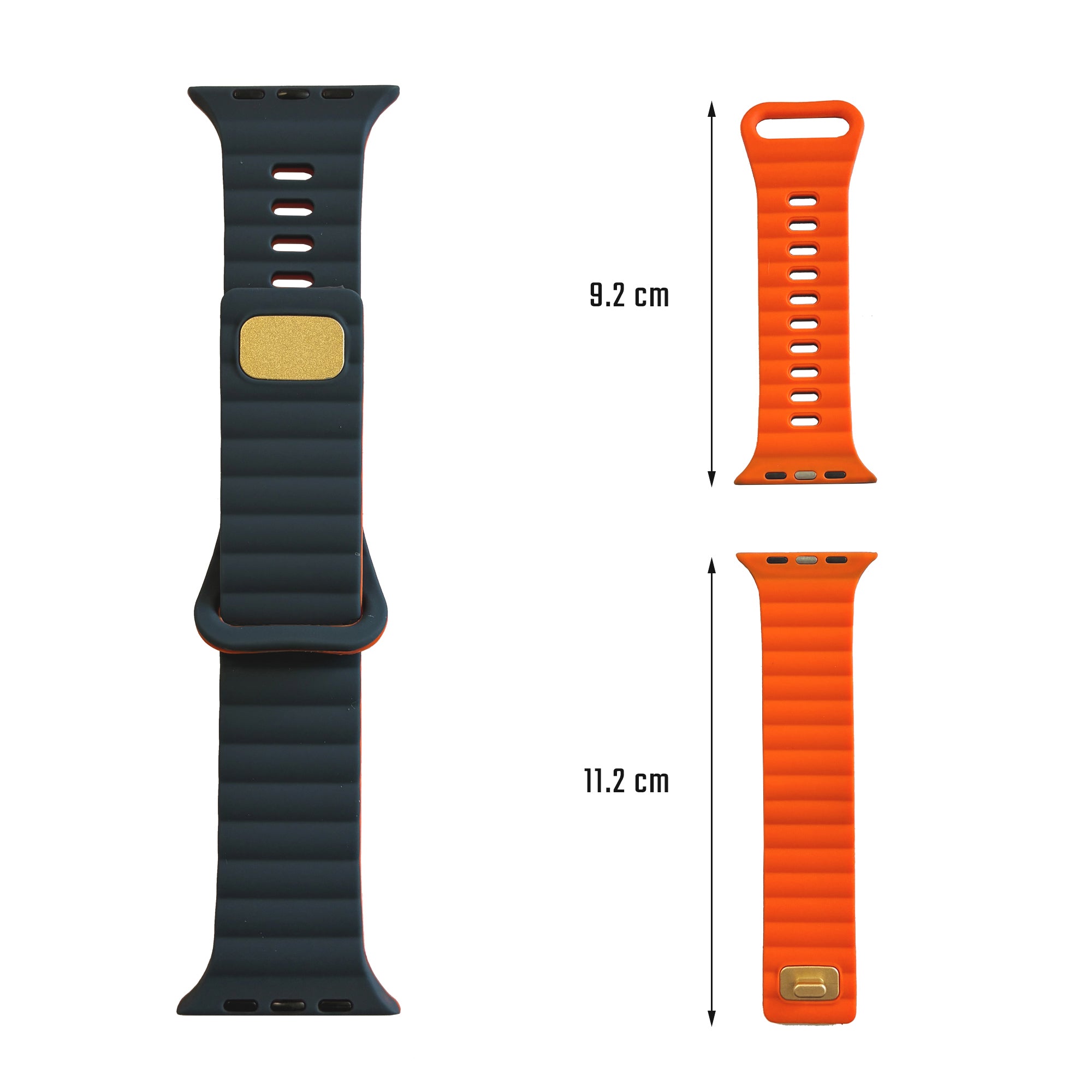 Correa / Pulsera Silicona Duo Para Apple Watch 42 / 44 / 45 / 46 & Ultra 49 MM - Color Azul / Naranja