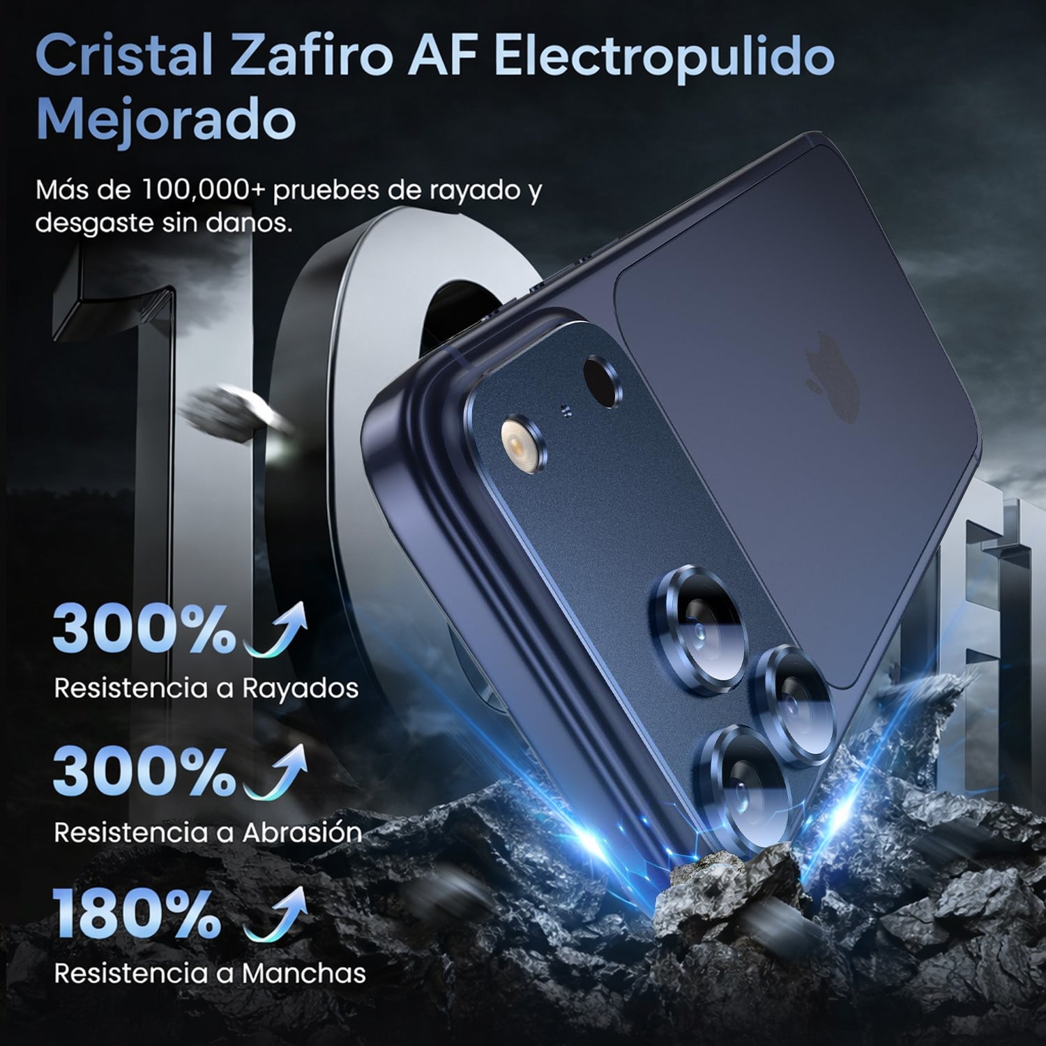 Protector Cámara Para iPhone 17 Pro Max Vidrio 9H + Marco Modulo Metálico Integrado Full Cover HD