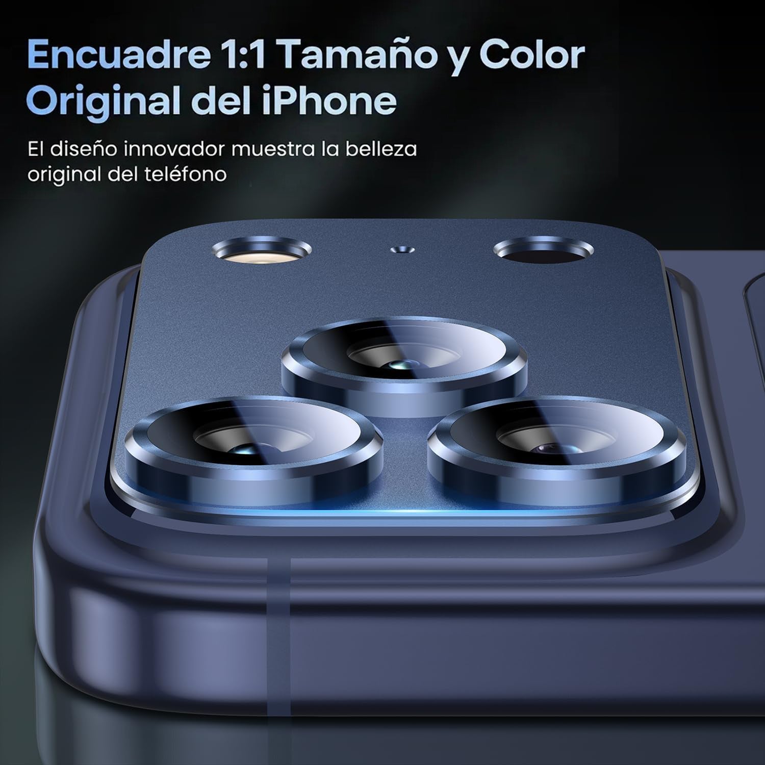 Protector Cámara Para iPhone 17 Pro Max Vidrio 9H + Marco Modulo Metálico Integrado Full Cover HD