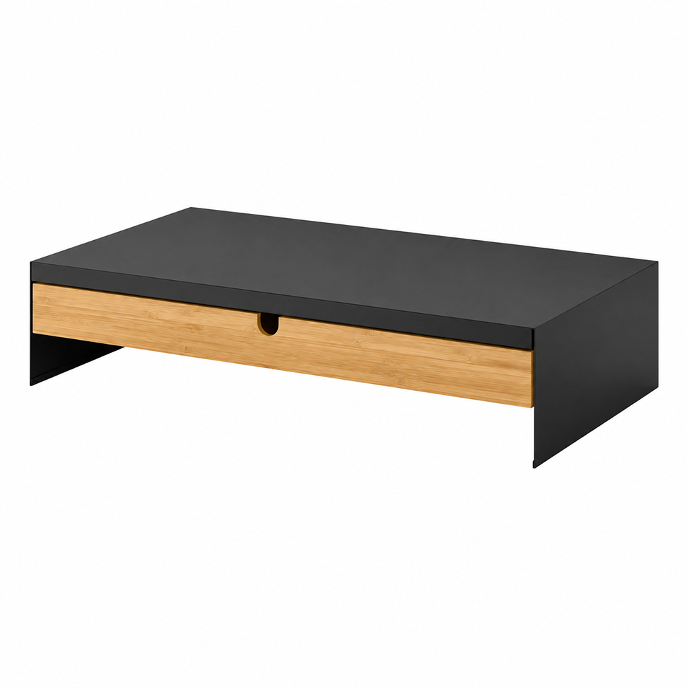 Soporte Elevador para Monitor y Laptop con Cajón de Bambú - Tuntun Negro