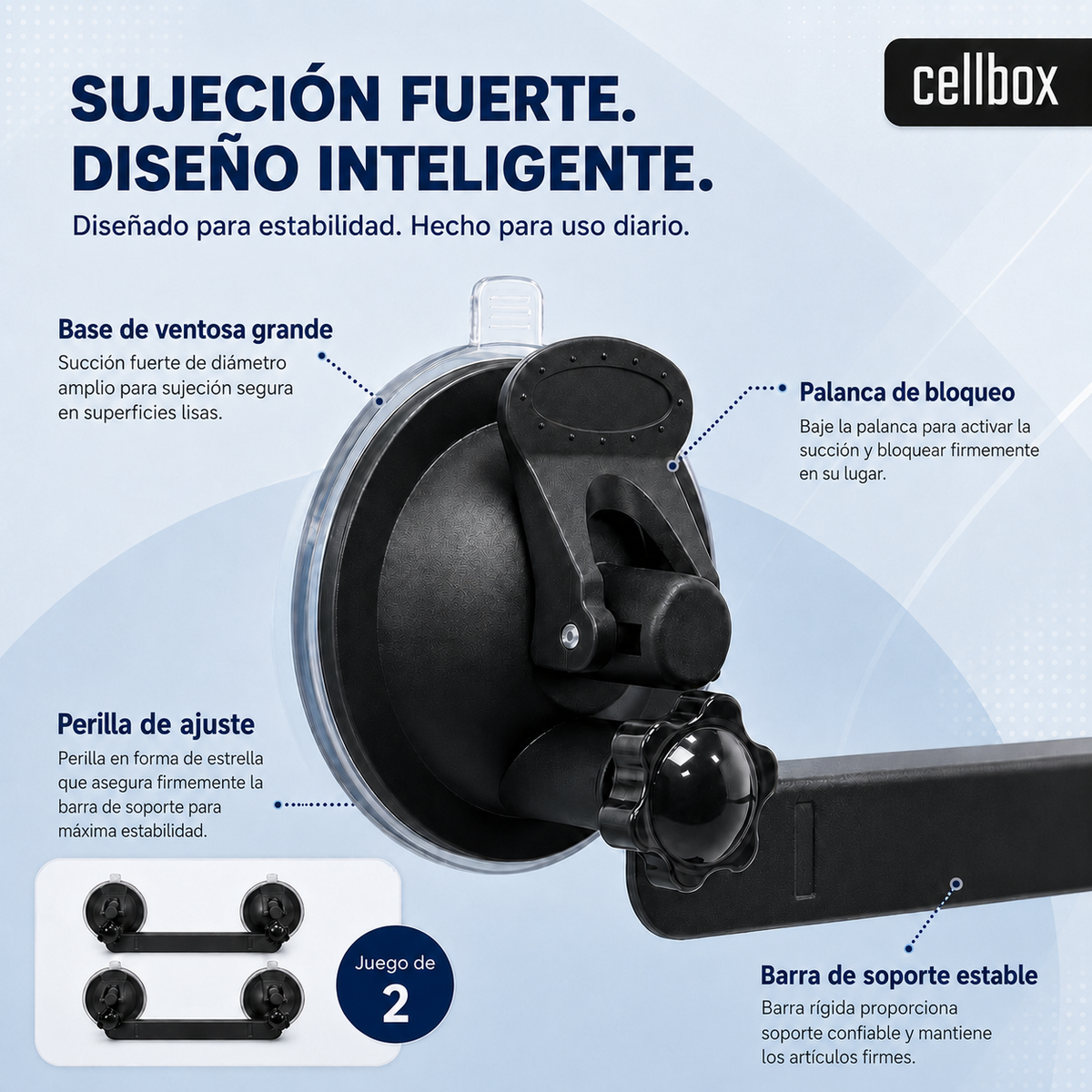 Soporte con Ventosas para Antena Starlink Mini Cellbox – Auto, Mini Van, Camioneta y Barco