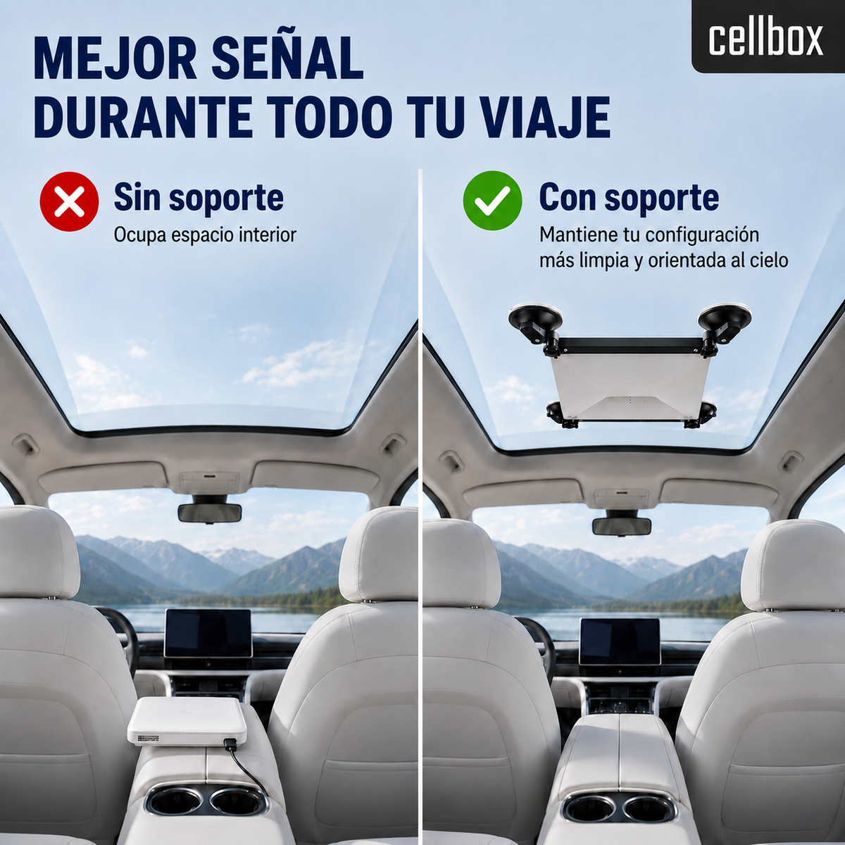 Soporte con Ventosas para Antena Starlink Mini Cellbox – Auto, Mini Van, Camioneta y Barco