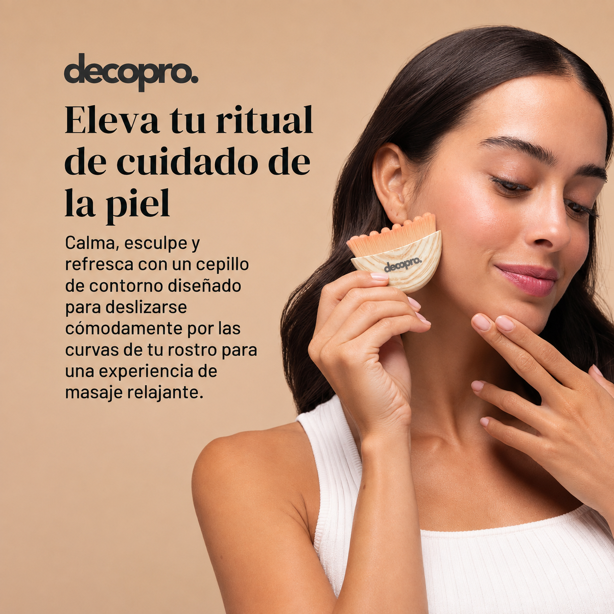 Cepillo de Masaje Facial Decopro con Cerdas Hipoalergénicas – Drenaje Linfático y Cuidado de la Piel