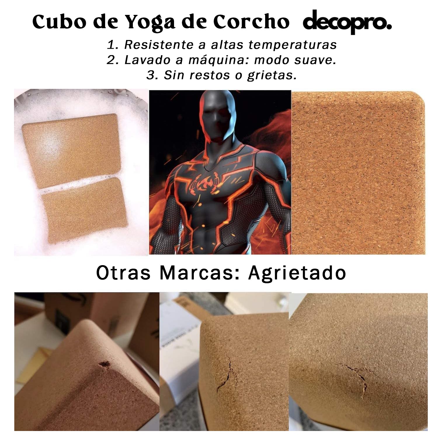 Bloque / Cubo de Yoga en Corcho Natural – Antideslizante, Resistente y Ecológico – Ideal para Yoga, Pilates, Meditación y Estiramientos