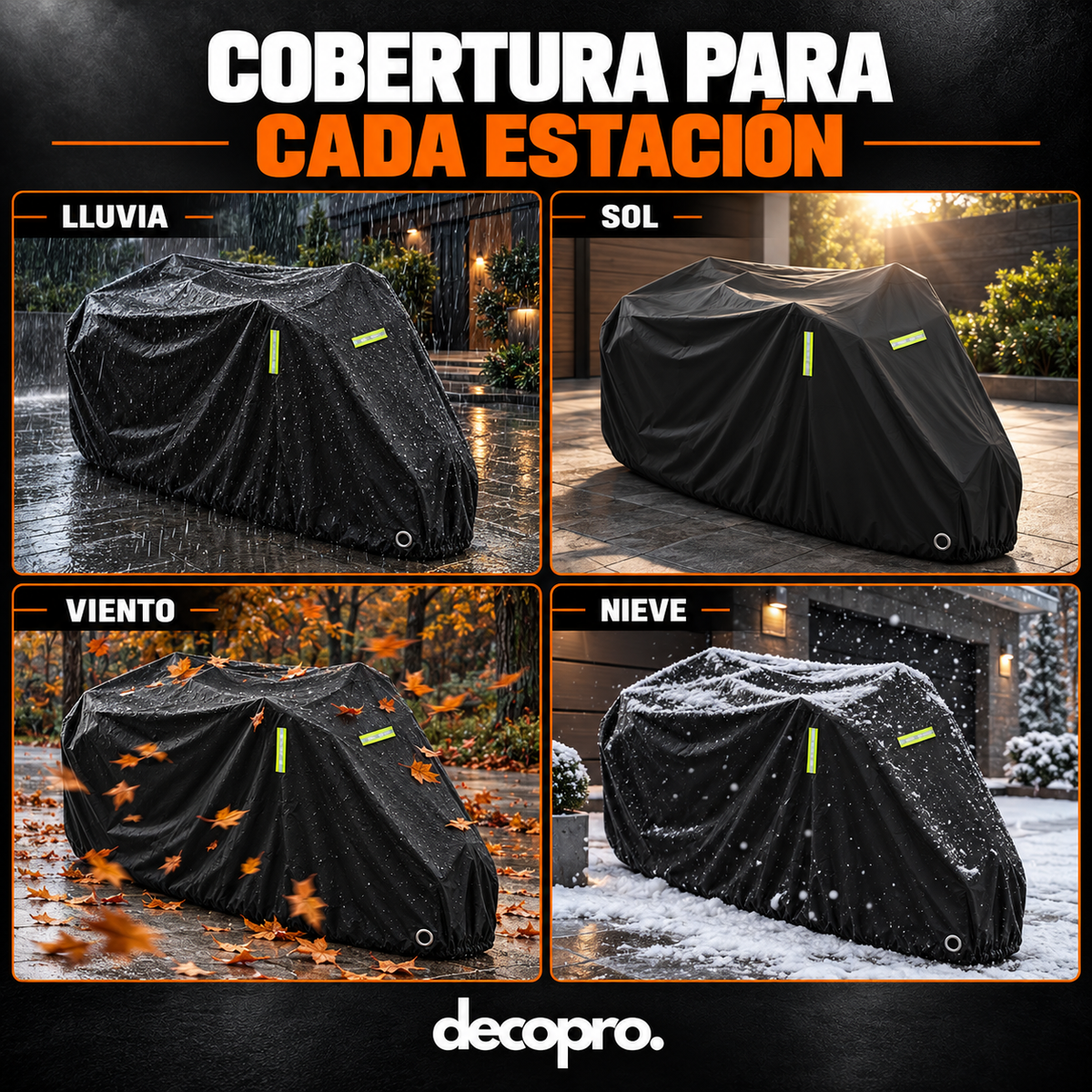 Funda Impermeable Cubre Moto Y Bicicleta Con Reflectantes Y Bolso / Filtro UV XXL
