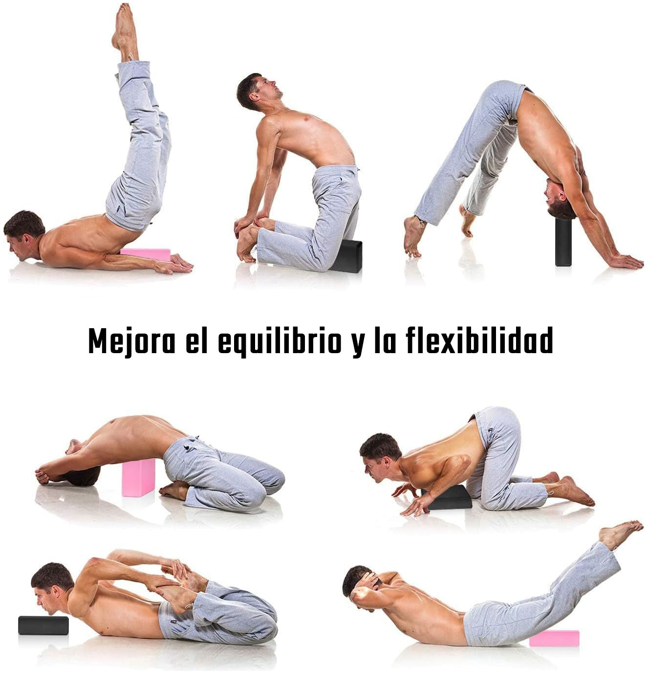 Bloque / Cubo de Yoga – Espuma EVA sin Látex, Antideslizante y Ligero con Bordes Biselados – Ideal para Yoga, Pilates, Meditación y Estiramientos