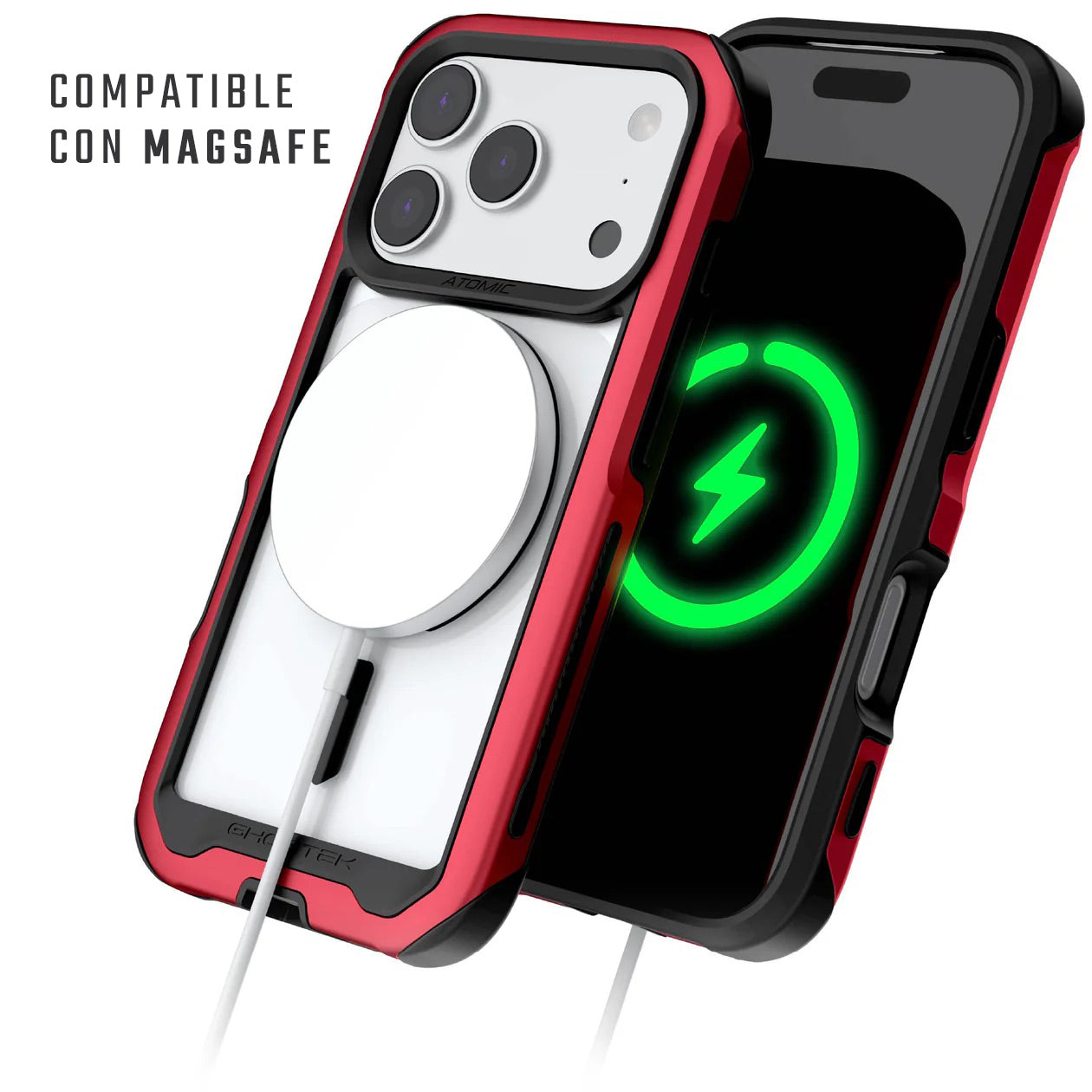 Carcasa Ghostek Atomic Slim MagSafe iPhone 17 Pro Max – Protección Militar de Aluminio Antigolpes | Roja