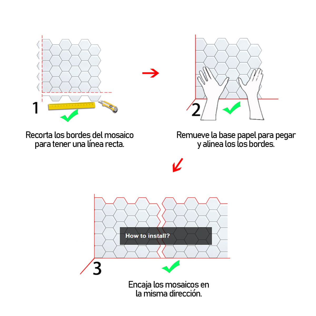 Mosaico Autoadhesivo 3D Decorativo - 30.5 X 30.5 Cm - Varios Modelos