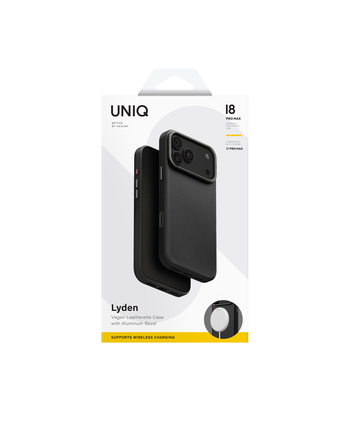 Carcasa Uniq Lyden Cuero Magsafe iPhone 18 Pro Max - Negra