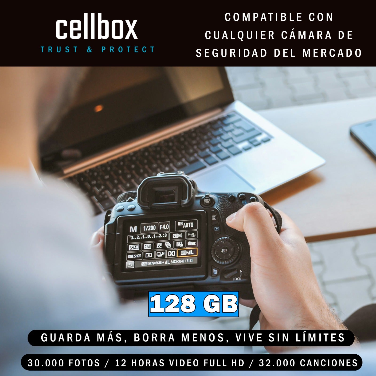 Tarjeta Memoria 128 Gb Micro Sd Cellbox Velocidad 100mbps + Adaptador Sd
