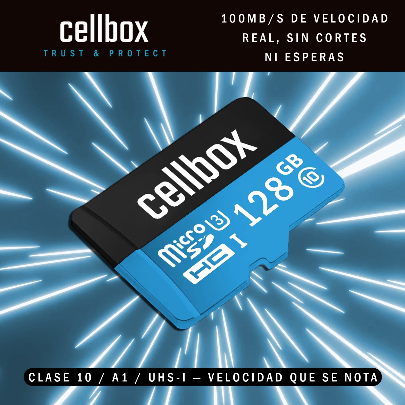 Tarjeta Memoria 128 Gb Micro Sd Cellbox Velocidad 100mbps + Adaptador Sd