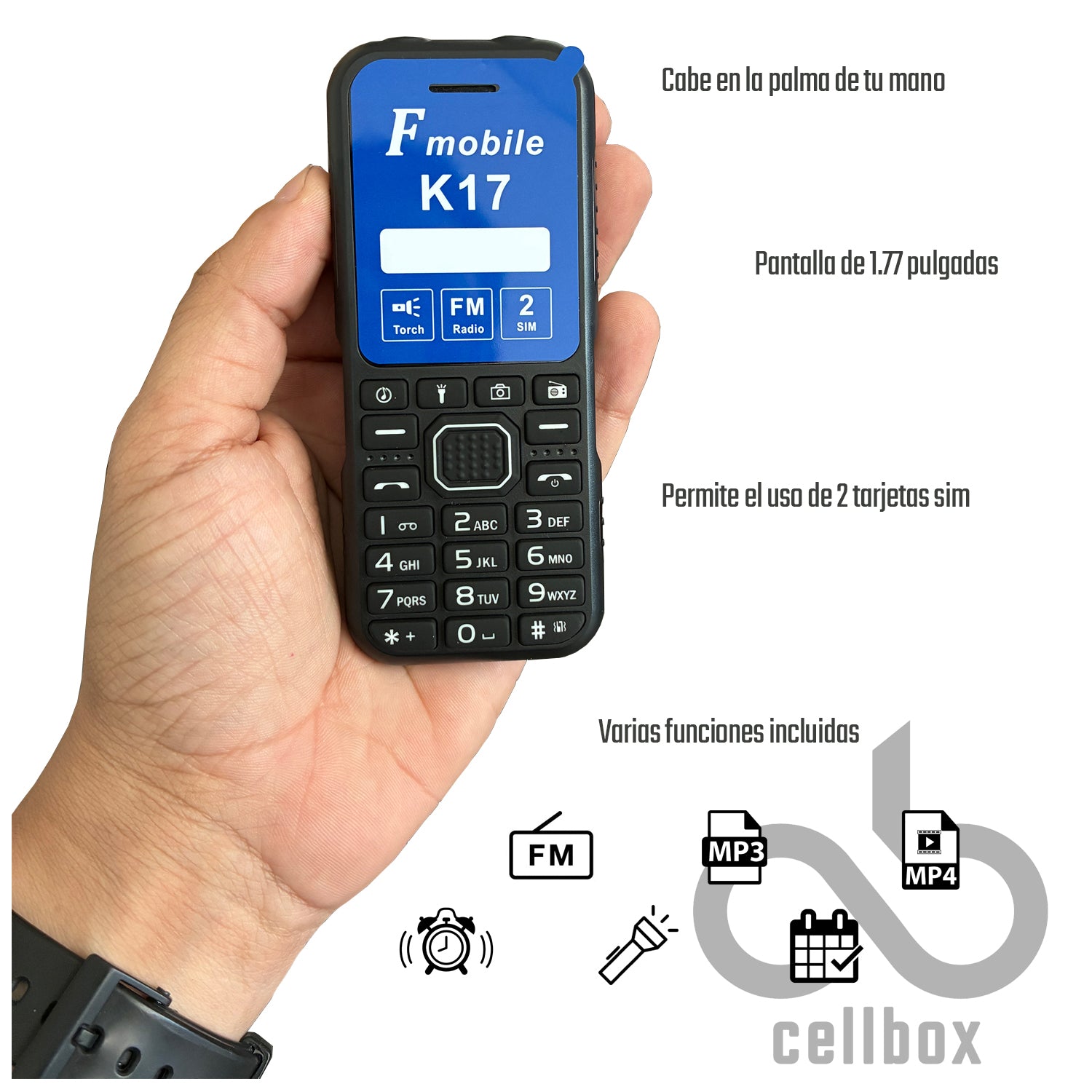 Mini Celular Básico / Dual SIM con Radio FM + Linterna