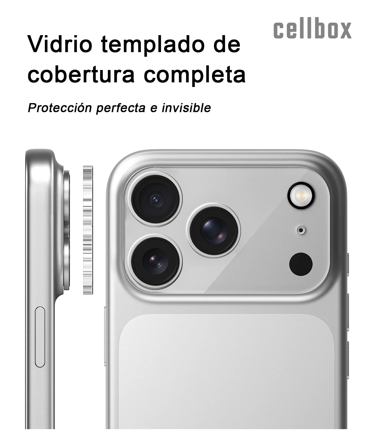Protector Módulo Cámara Para iPhone 17 Pro Max Vidrio 9H + Marco Modulo Integrado Full Cover HD
