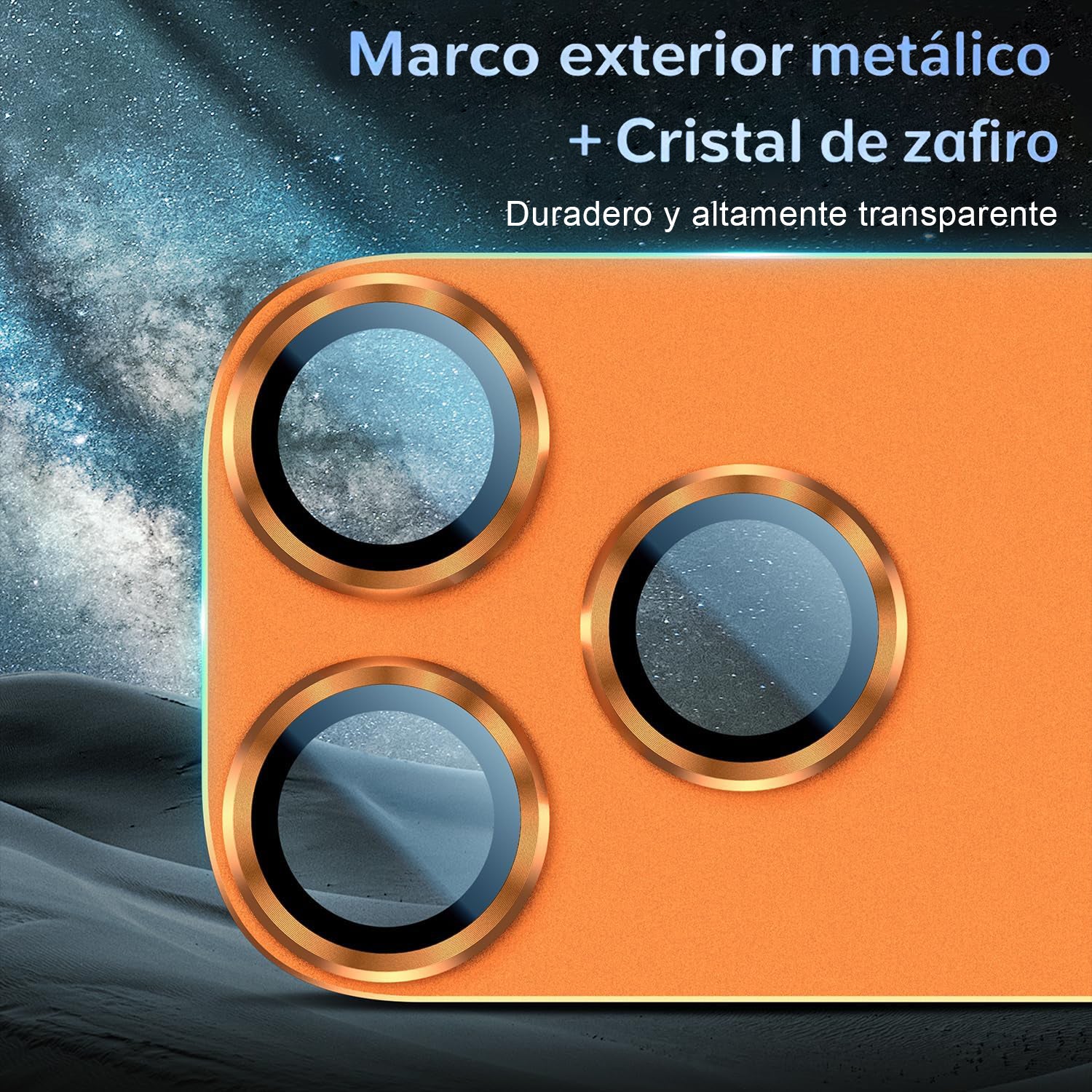 Protector Cámara Para iPhone 17 Pro Max Vidrio 9H + Marco Modulo Metálico Integrado Full Cover HD
