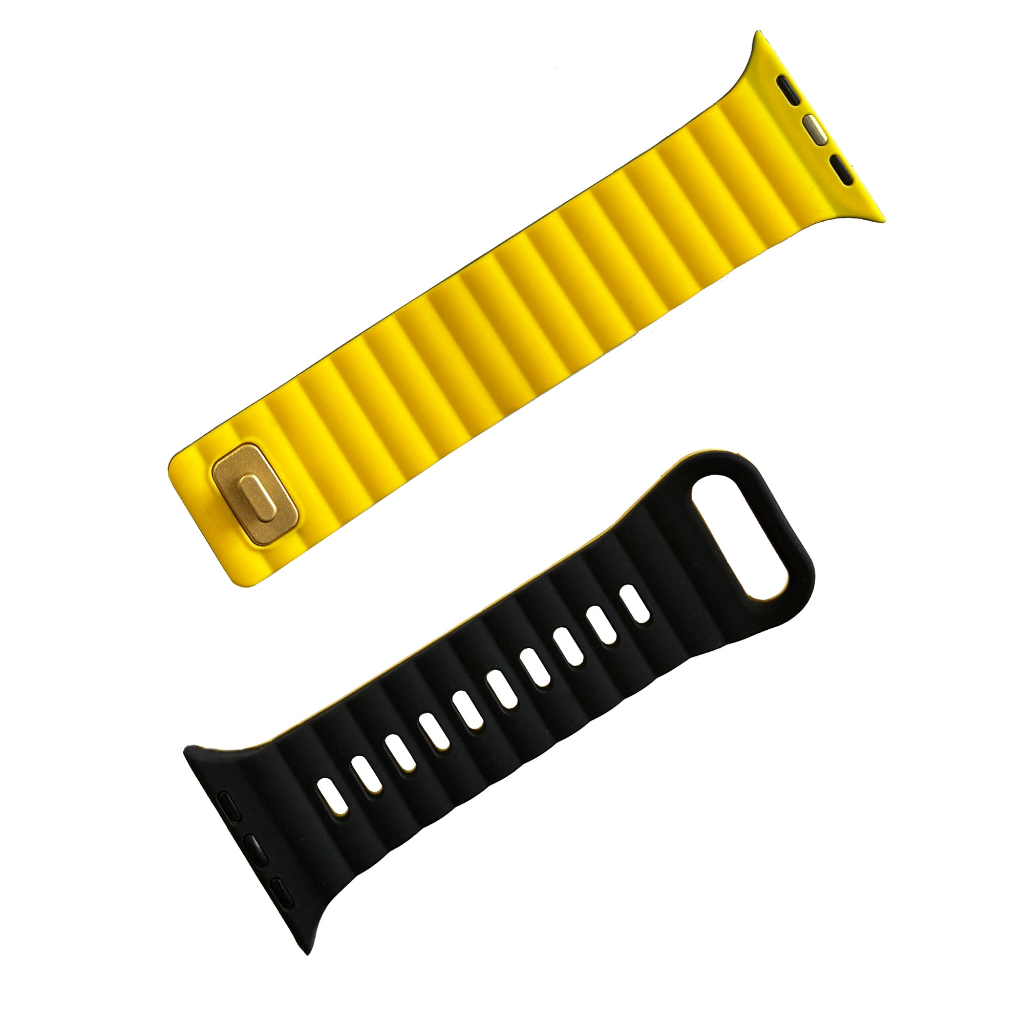 Correa / Pulsera Silicona Duo Para Apple Watch 42 / 44 / 45 / 46 & Ultra 49 MM - Color Negra / Amarilla