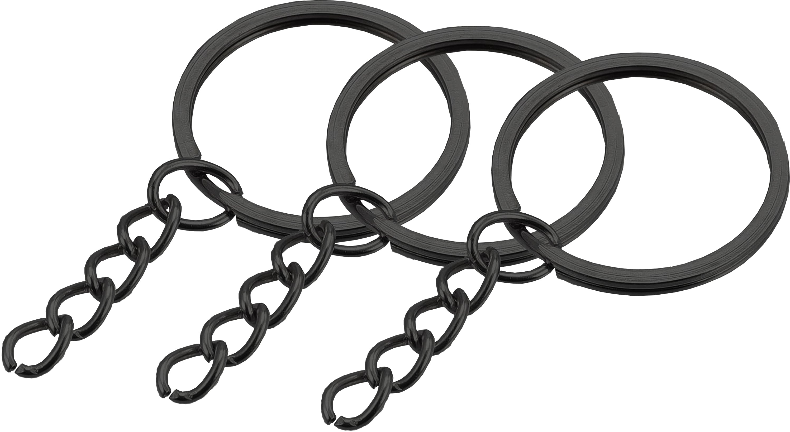 Pack 100 Argollas Negras Mate De 25 MM + Union + Cadena