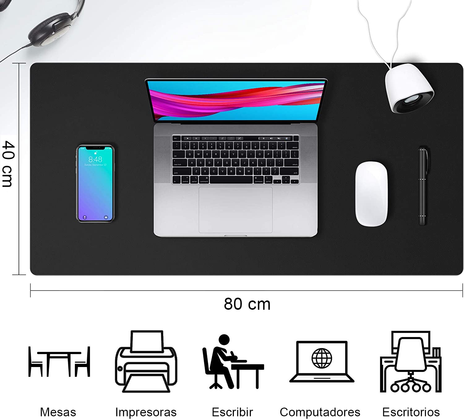 Alfombrilla / Mousepad de Cuero para Escritorio 80×40 cm – Personalizable con Láser