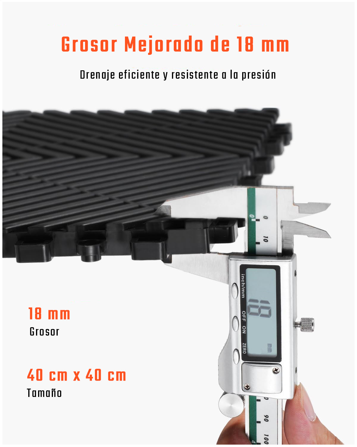 Piso de Plástico Encajable DecoPro - Negro - Antideslizante y Drenante para Garage, Patio o Terraza