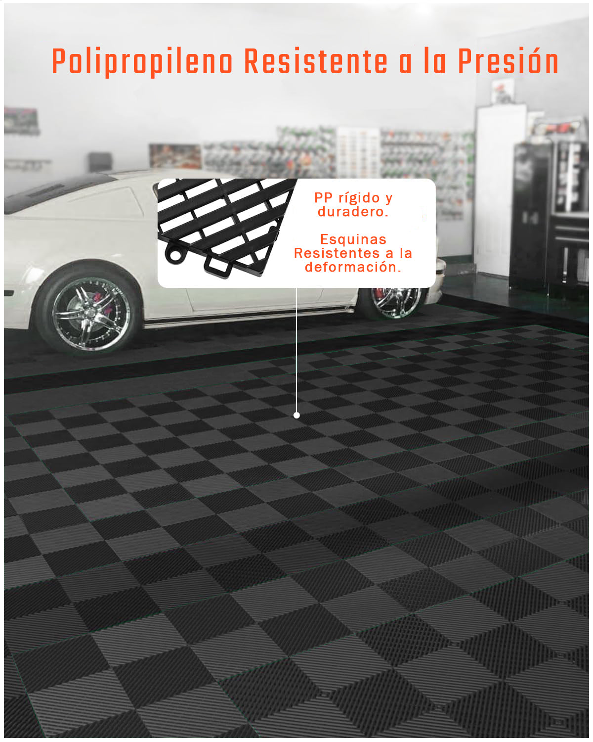 Piso de Plástico Encajable DecoPro - Negro - Antideslizante y Drenante para Garage, Patio o Terraza