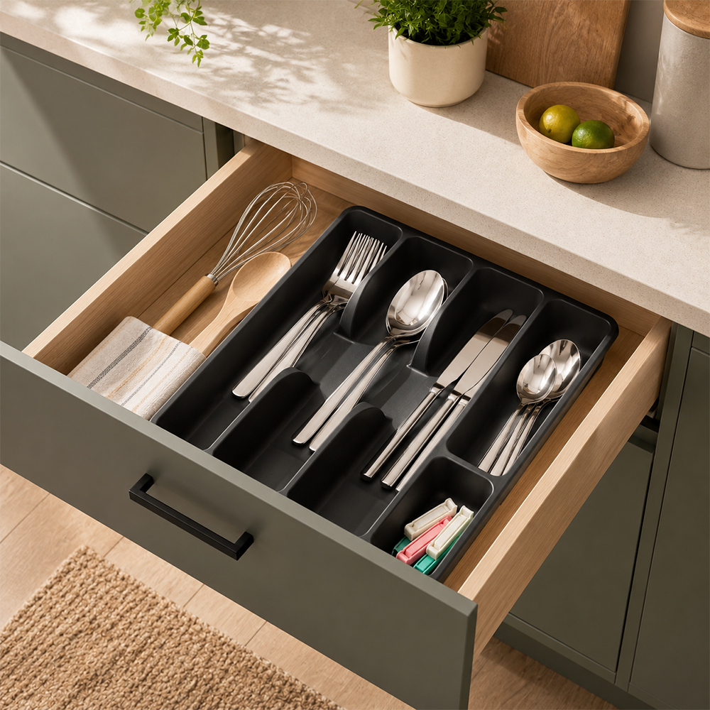 Organizador de Cubiertos Tuntun 31x26 cm Gris Oscuro