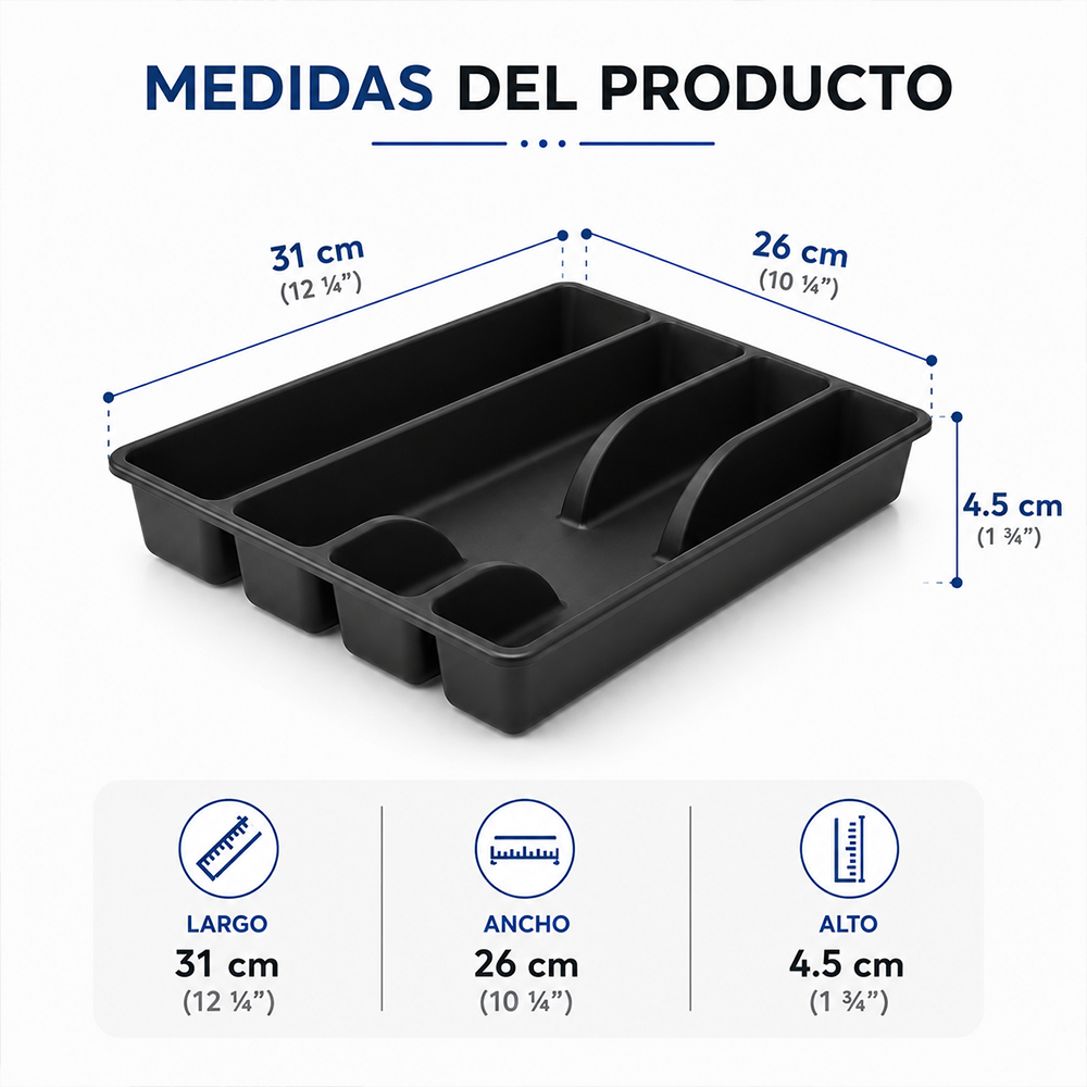 Organizador de Cubiertos Tuntun 31x26 cm Gris Oscuro