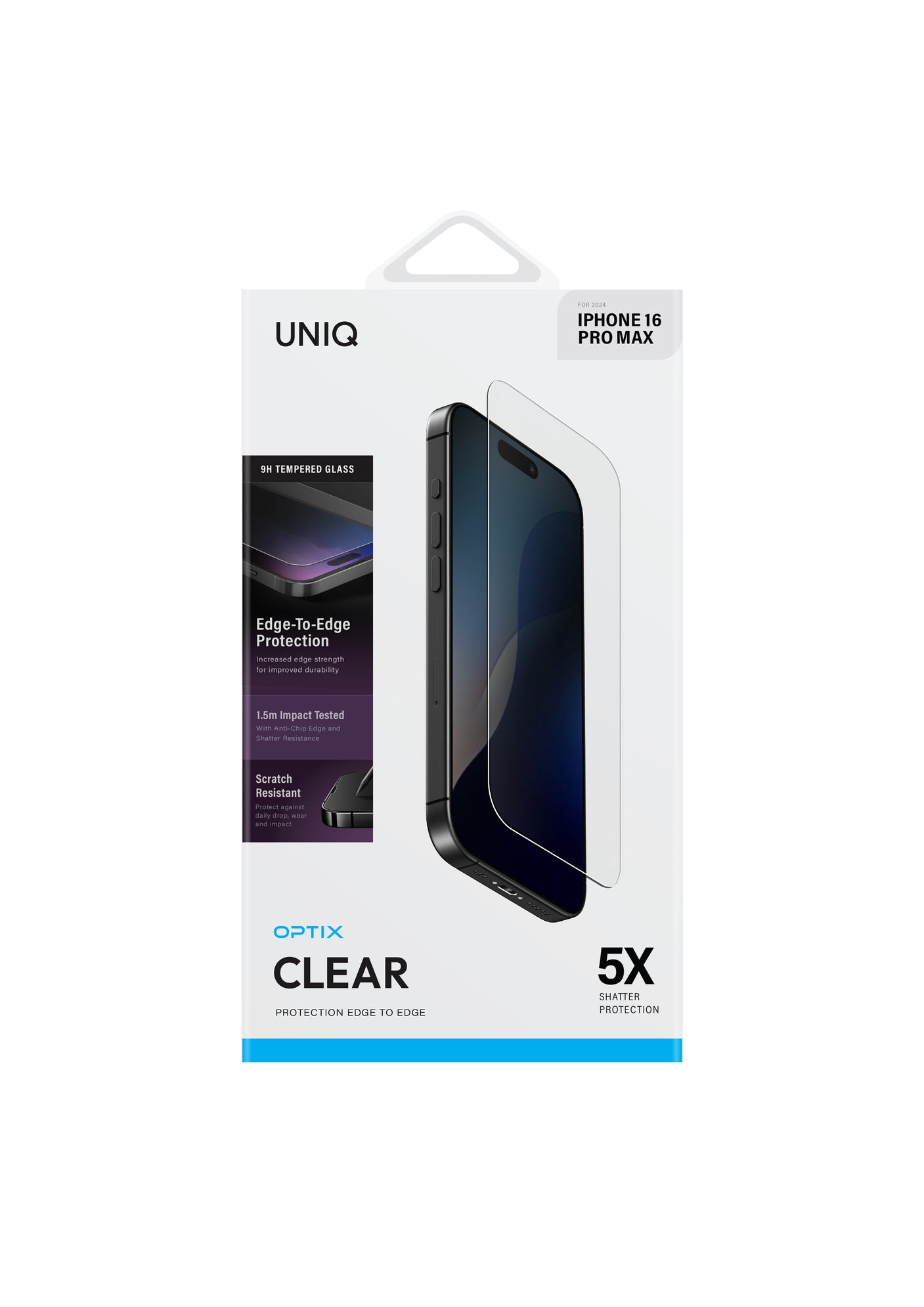 Lámina Uniq Optix Clear Vidrio Templado 9H iPhone 16 Pro Max